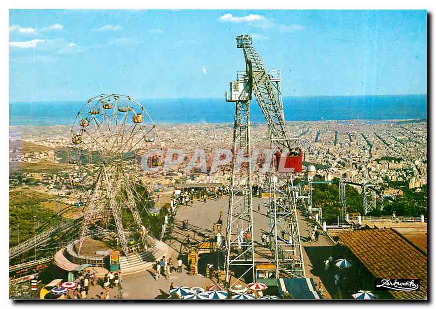 CPM Barcelona Tibidado Parc des Atractions et la ville au fonds 