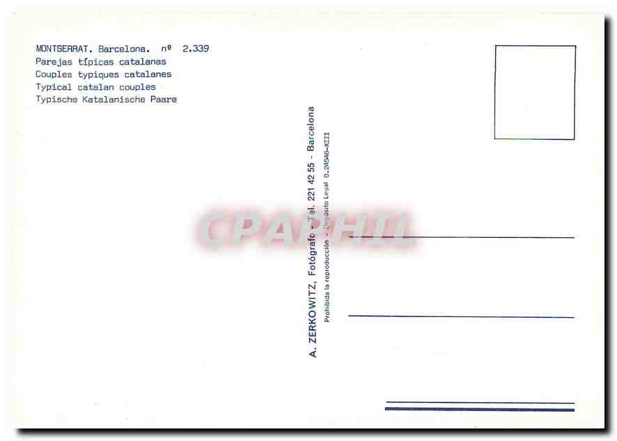 CPM Montserrat Barcelona Couples typiques catalanes  — Rückseite