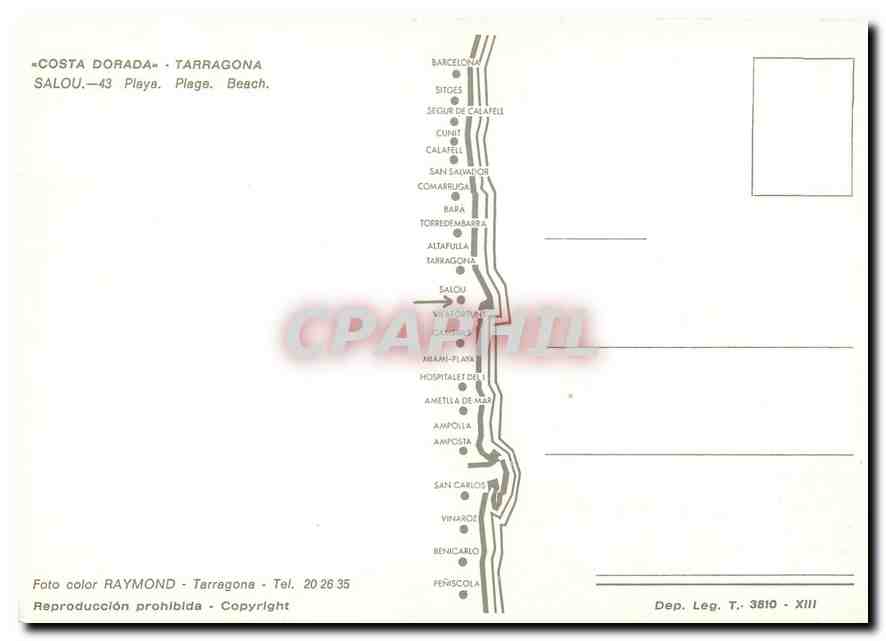 CPM Costa Dorada Tarragona Salou Plage  — Rückseite