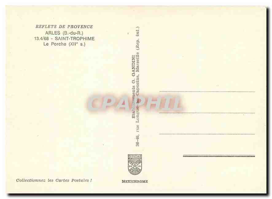 CPM Arles B du R Saint Trophime Le Porche  — Verso