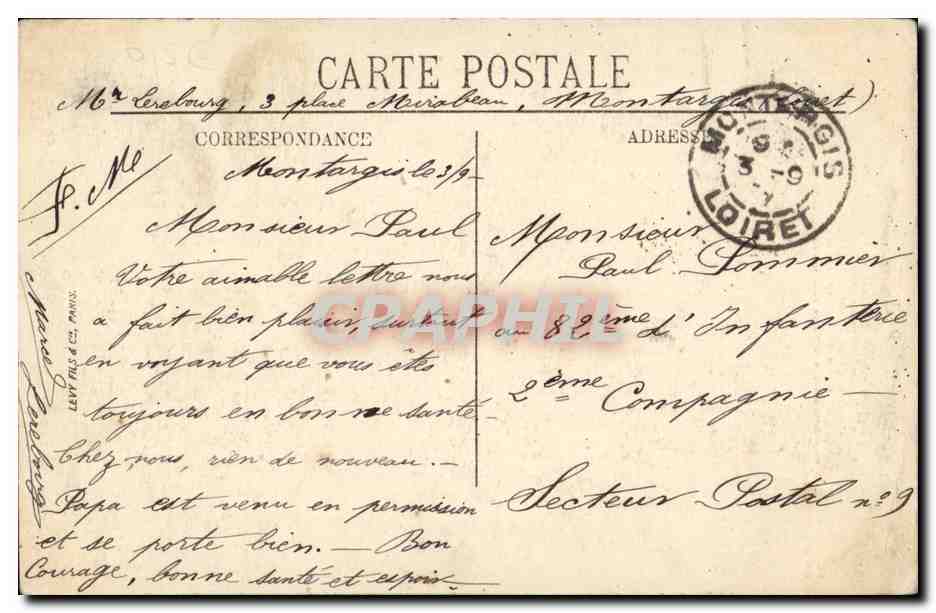 Montargis CPA Le chien de Montargis — Rückseite