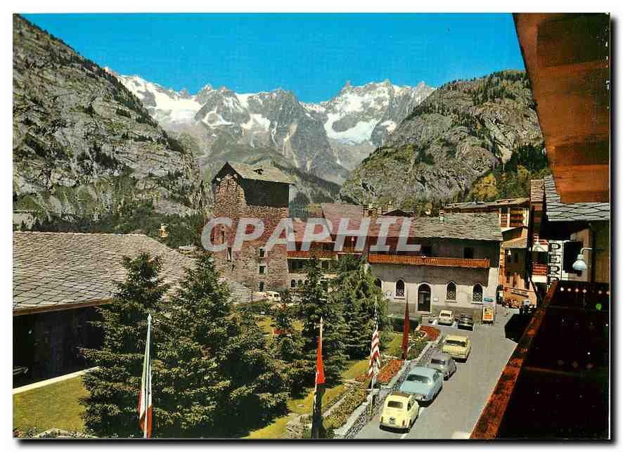 CPM Courmayeur m 1224 Panorama e Torre Malluquin (sec. XIX)