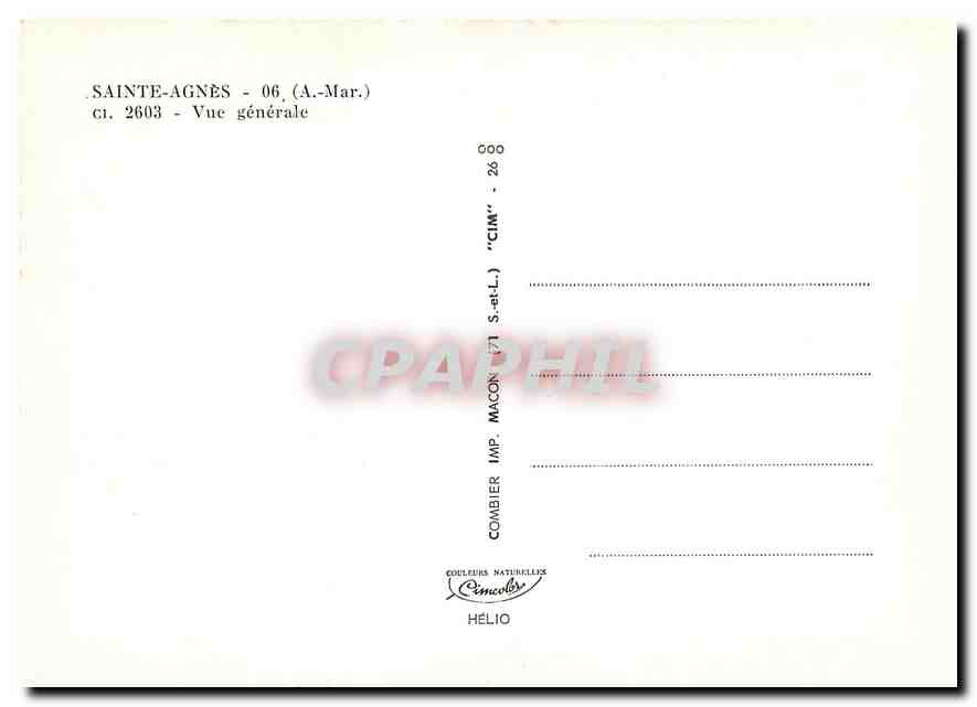 CPM Sainte-Agnes Vue generale — Verso
