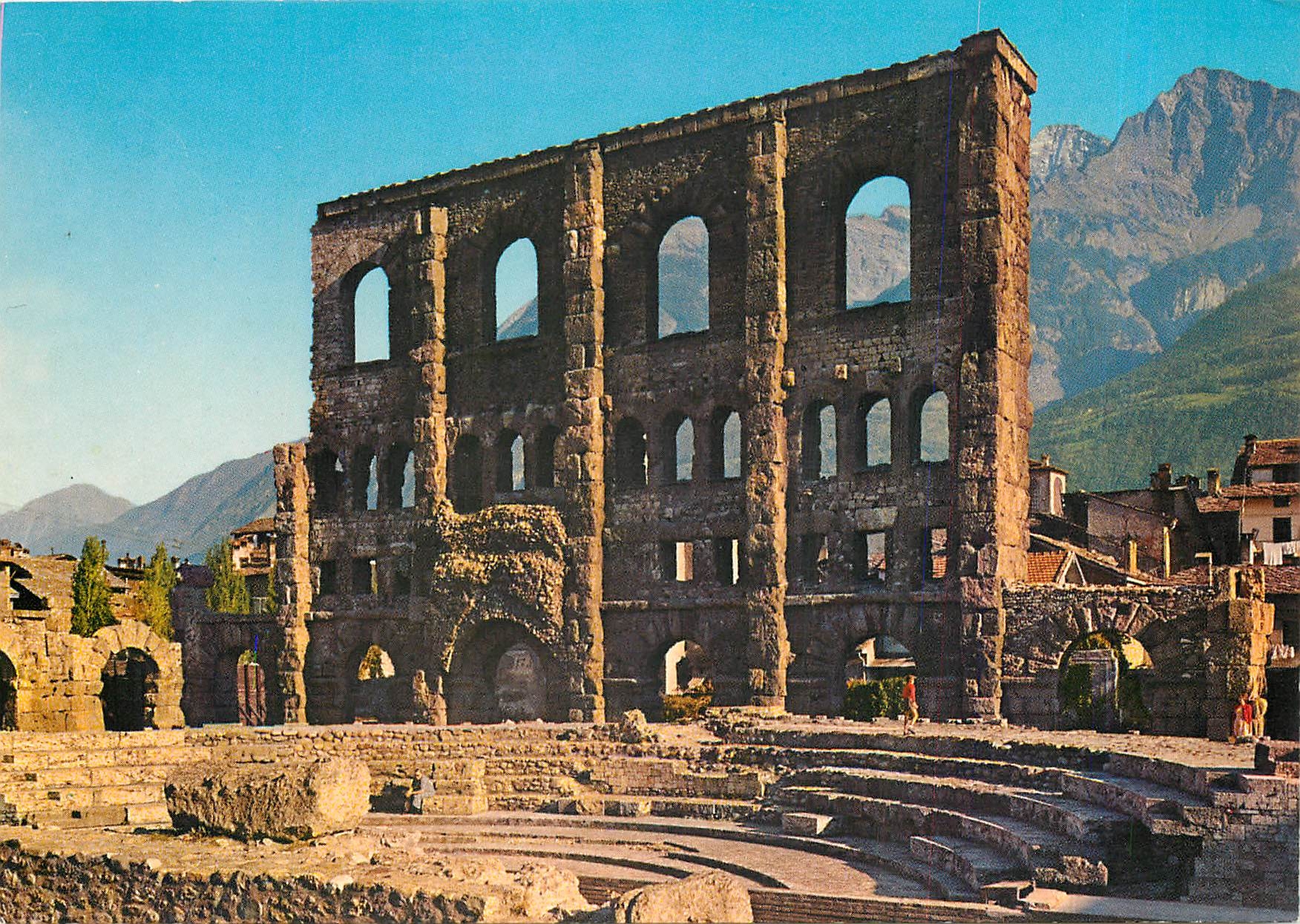 CPM Aosta m.583 Roman Theatre - in the background the M. Aemiltus m.3559