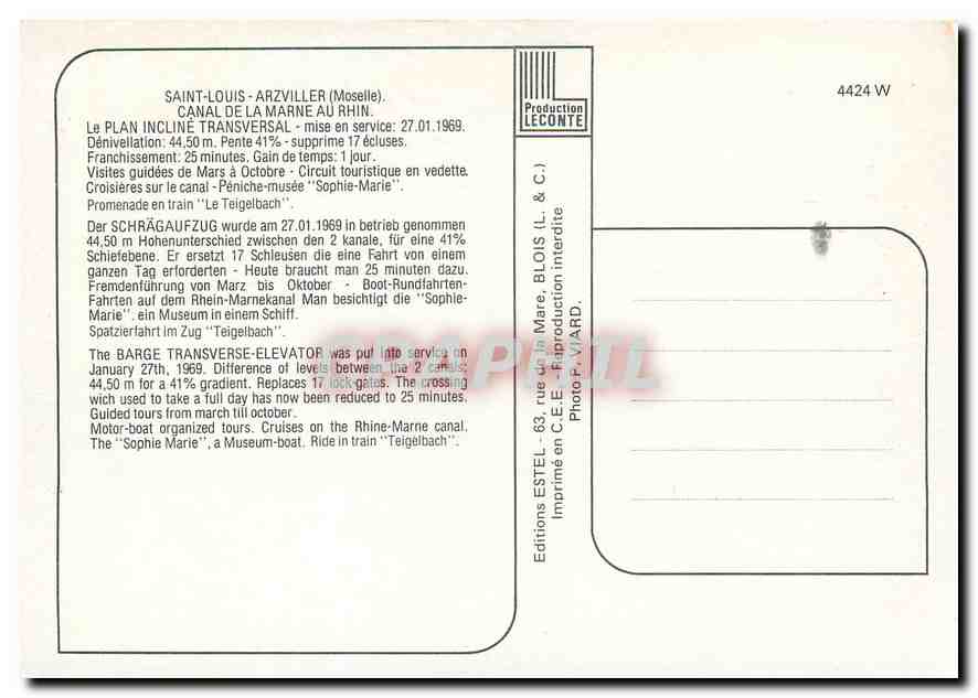 CPM Saint-Louis-Arzviller (Moselle) Canal de la Marne au Rhin — Back