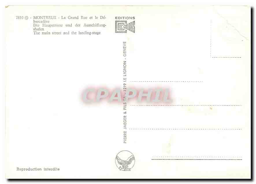 CPM Montreux - La grand Rue et le Debarcadere — Rückseite