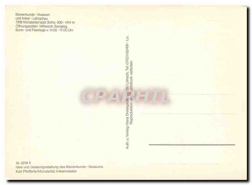 CPM Bienenkunde-Museum und Imker-Lehrschau — Rückseite