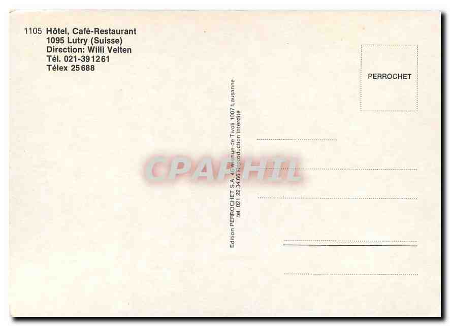 CPM Hotel Cafe-Restaurant 1095 Lutry (Suisse) — Rückseite