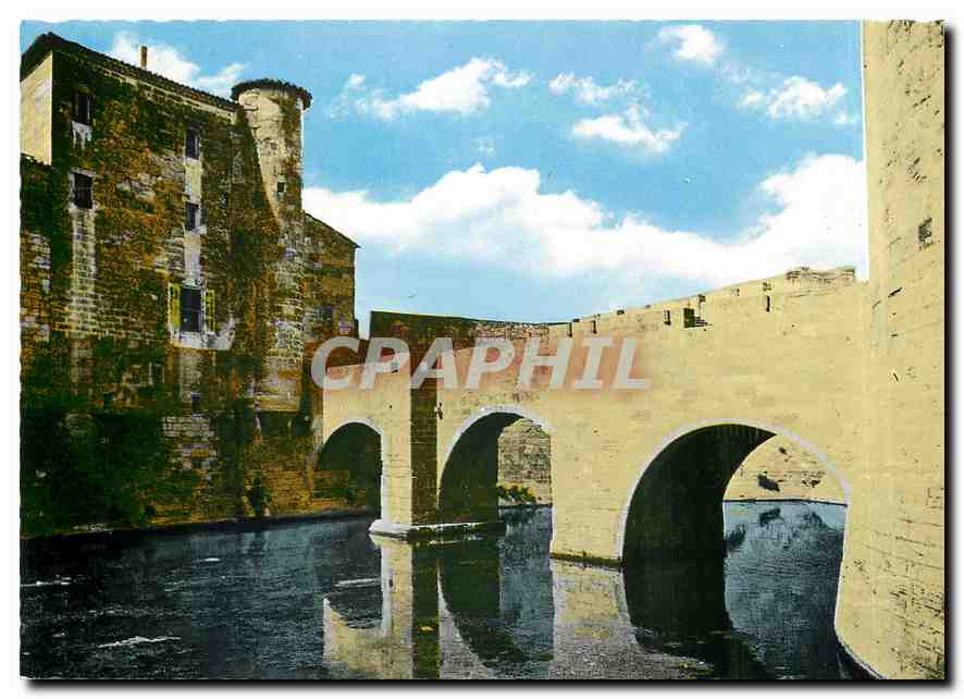 CPM Aigues Mortes (Gard) Le Pont reliant la Tour de Constance a la Tour de la Douane