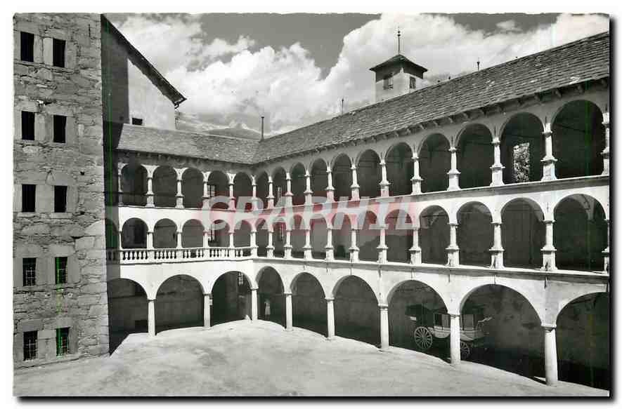 CPM Brig Schloss Stockalper Hof mit Arkadenlauben und Postkutsche