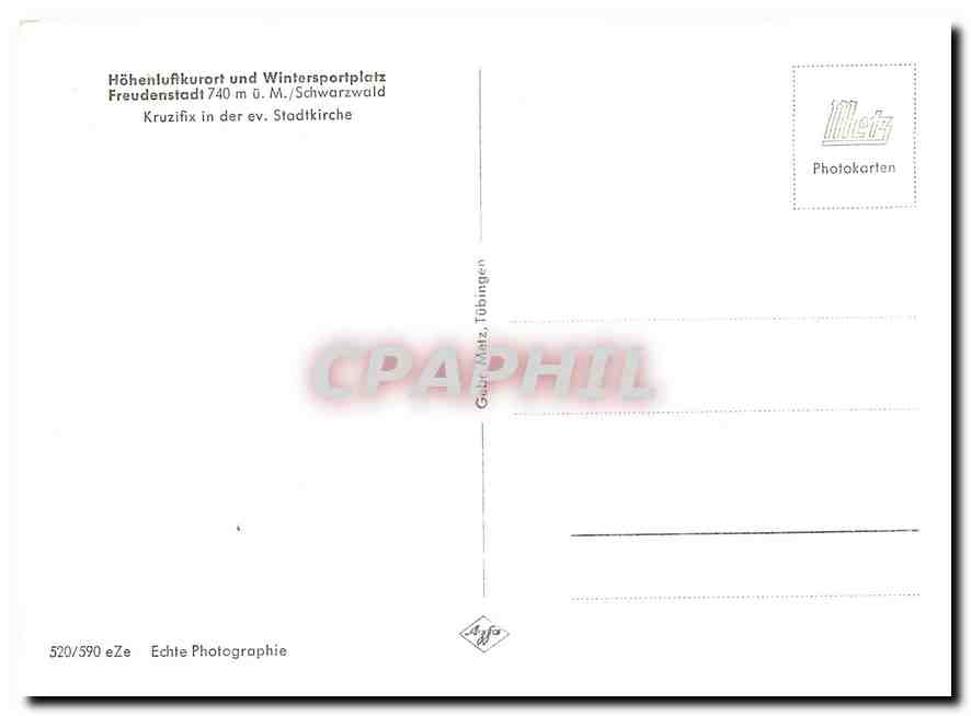 CPM Hoehenluftkurort und Wintersportsplatz Freudenstadt 740m ue. M. / Schwarzwald Kruzifix in der ev — Rückseite