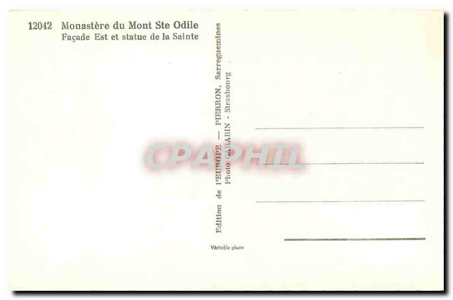 CPM Monastere du Mont Ste Odile FAcade Est et statue de la Sainte — Rückseite
