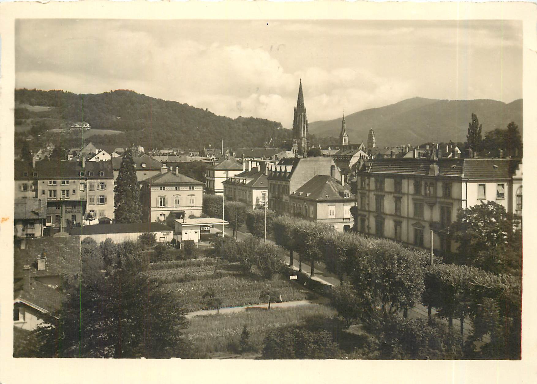 CPM Hotel Pfauen Freiburg/Schwarzwald Blick vom Hotel auf Stadt u. Schwarzwald