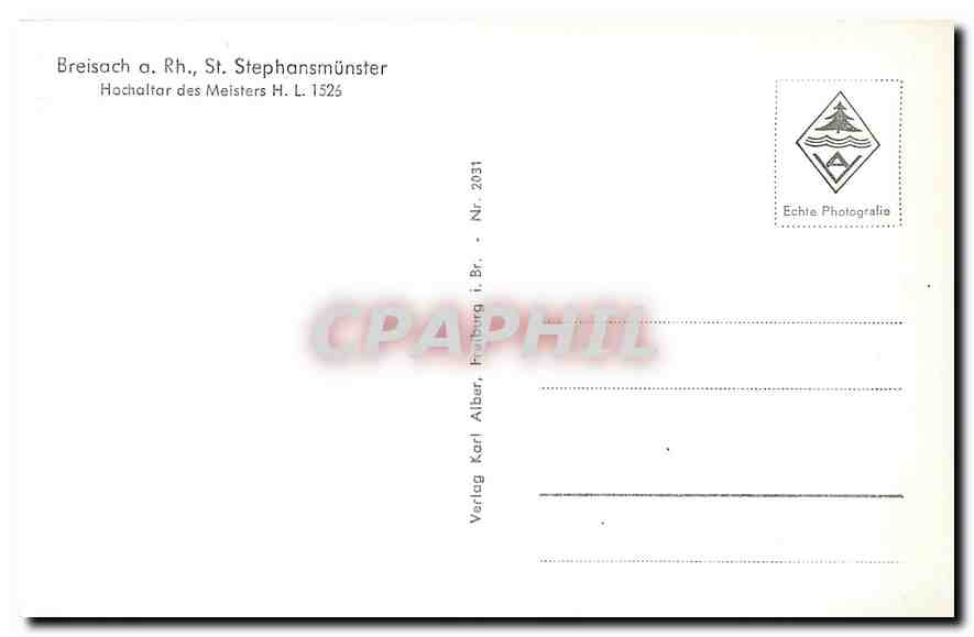 CPM Breisach a. Rh. St- Stephansmuenster Hochalter des Meisters H.L. 1526 — Rückseite