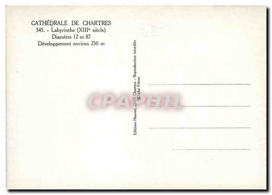 CPM Cathedrale de Chartres Labyrinthe (XIIIe siecle) — Rückseite