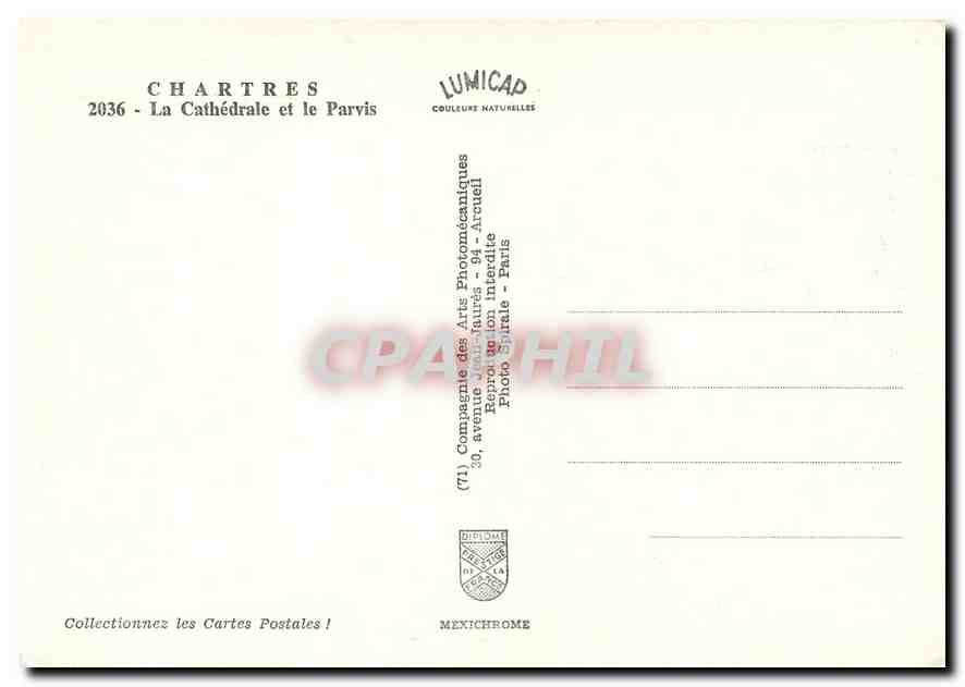 CPM Chartres La Cathedrale et le Parvis — Rückseite
