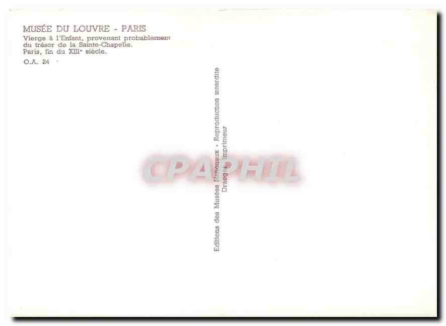 CPM Musee du Louvre - Paris Vierge a l'Enfant provenant probablement du tresor de la Sainte-Chapelle — Verso