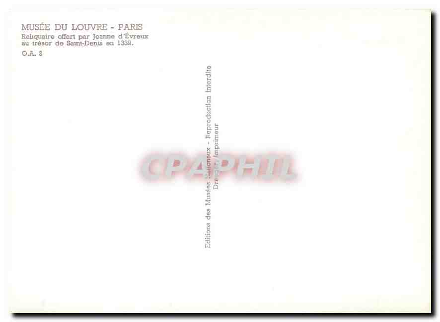 CPM Musee du Louvre - Paris Rebquaire offert par Jeanne d'Evreux au tresor de Saint-Denis en 1339 — Rückseite