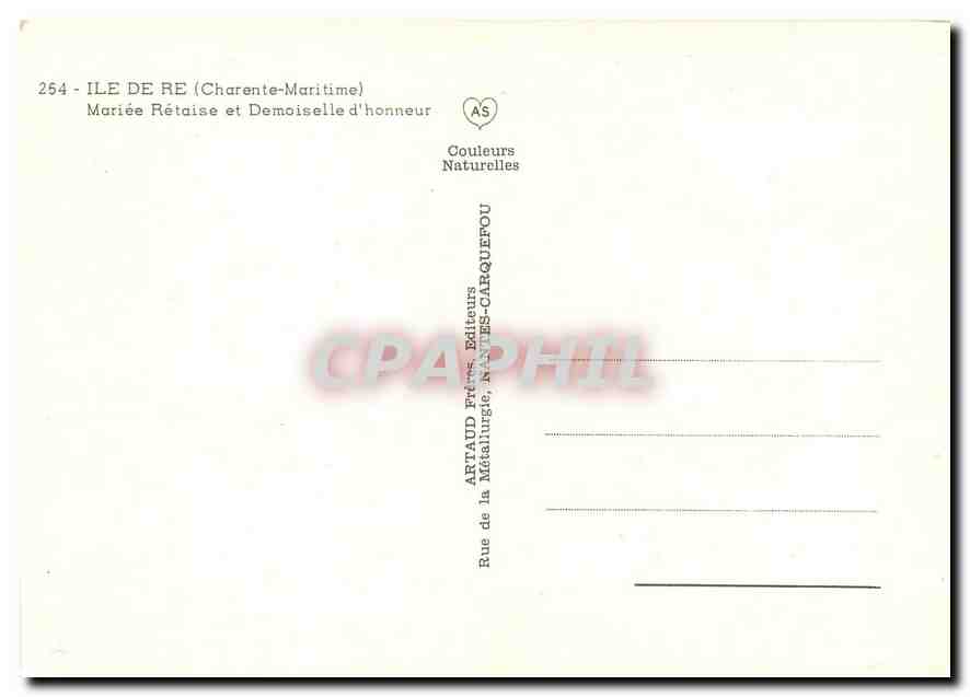 CPM Ile de Re Mariee Retaise et Demoiselle d'honneur — Rückseite