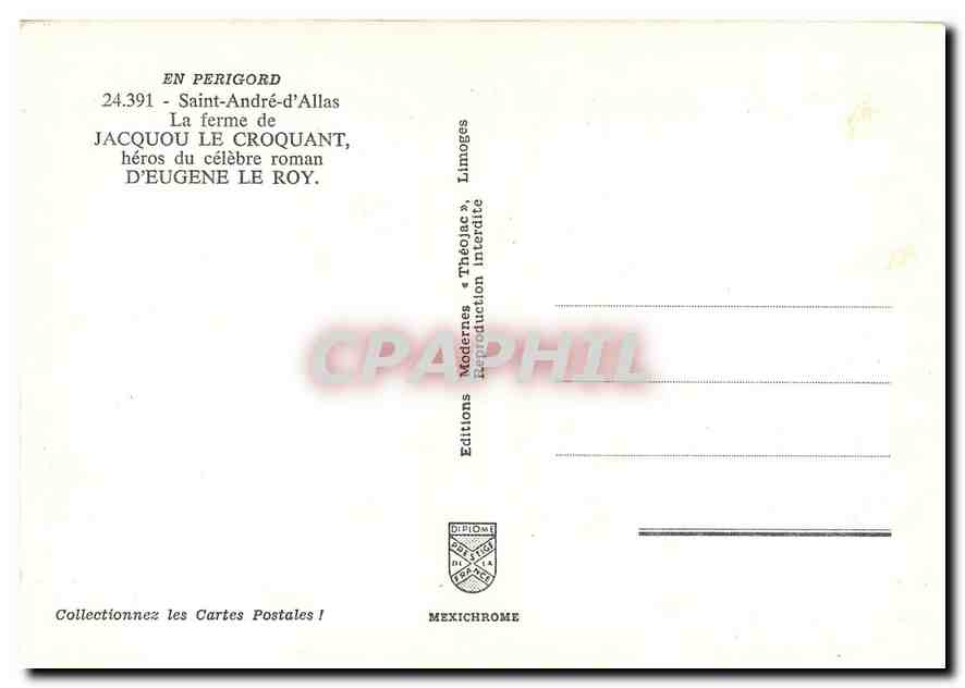 CPM Saint-Andre-d'Allas La ferme de Jacquou le Croquant Moutons — Back