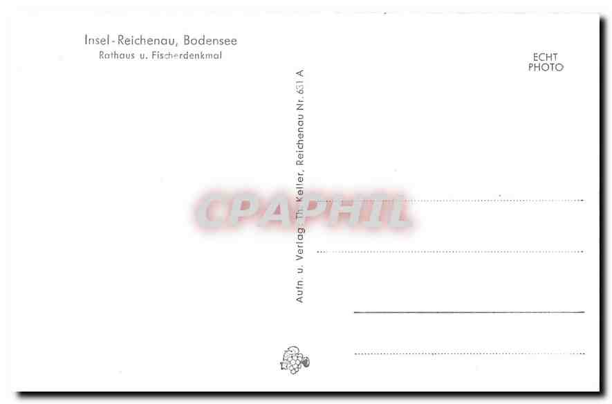 CPM Insel Reichenau Bodensee Rathaus u. Fischerdenkmal — Rückseite