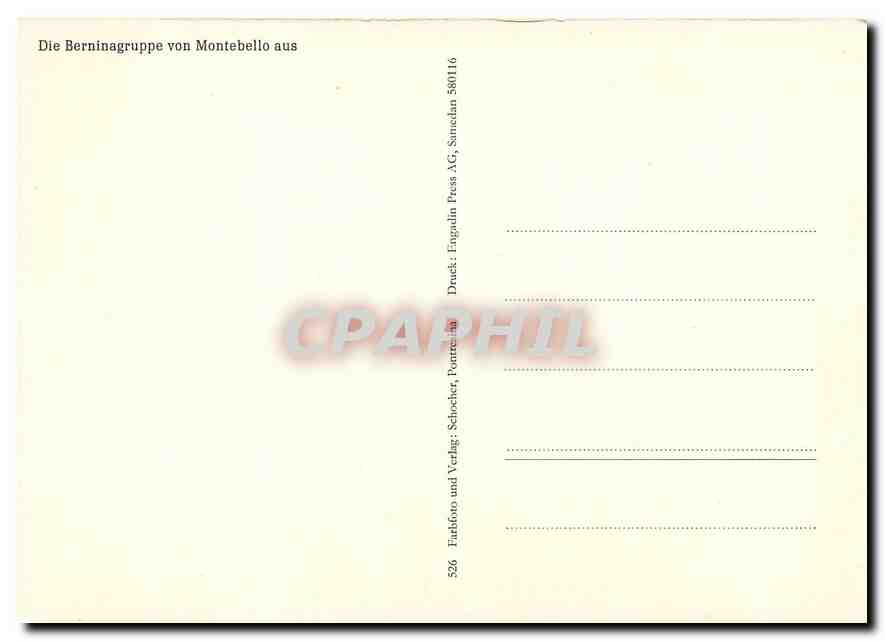 CPM Die Berninagruppe von Montebello aus — Rückseite