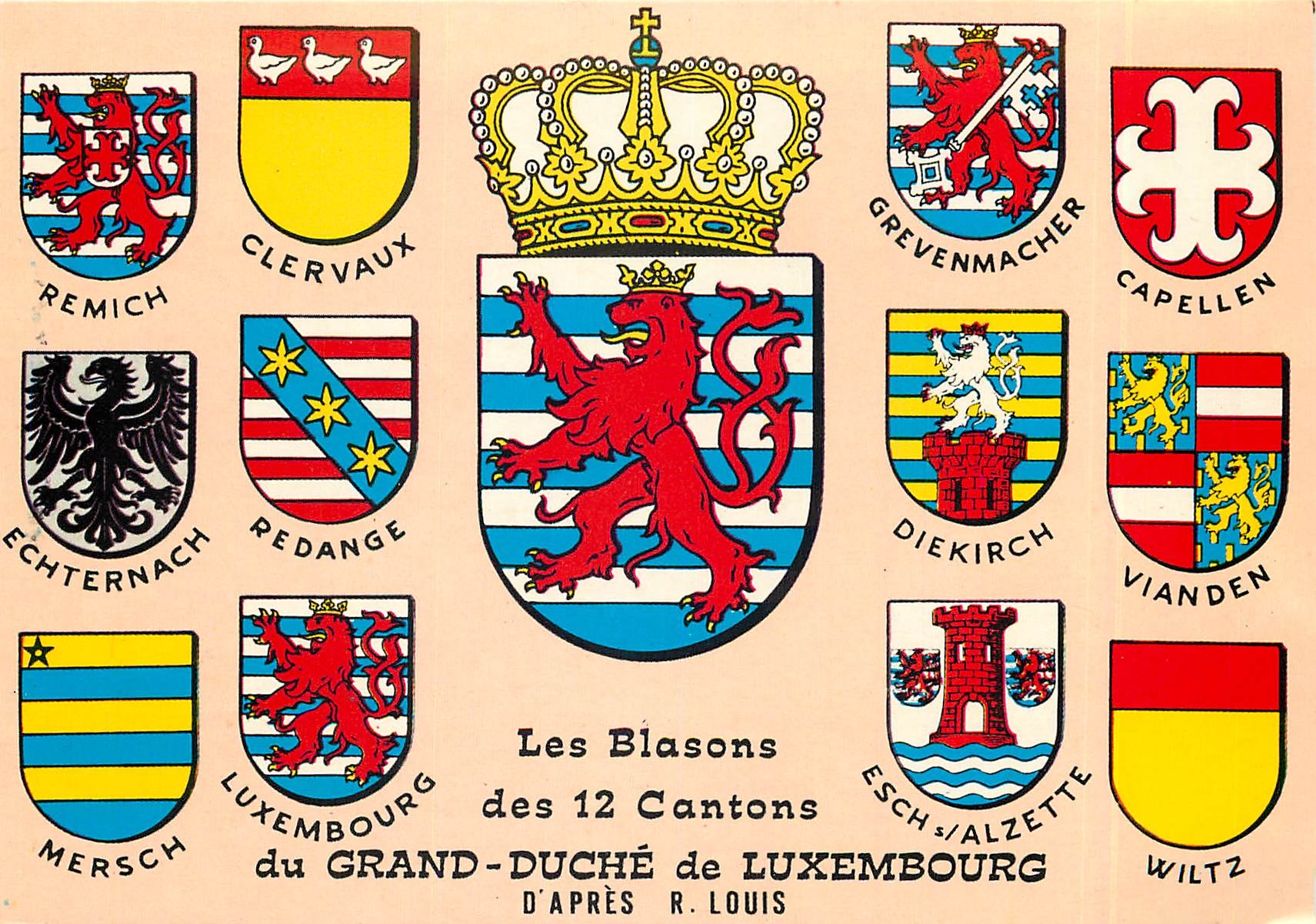 CPM Les Blasons des 12 Cantons du Grand-Duche de Luxembourg