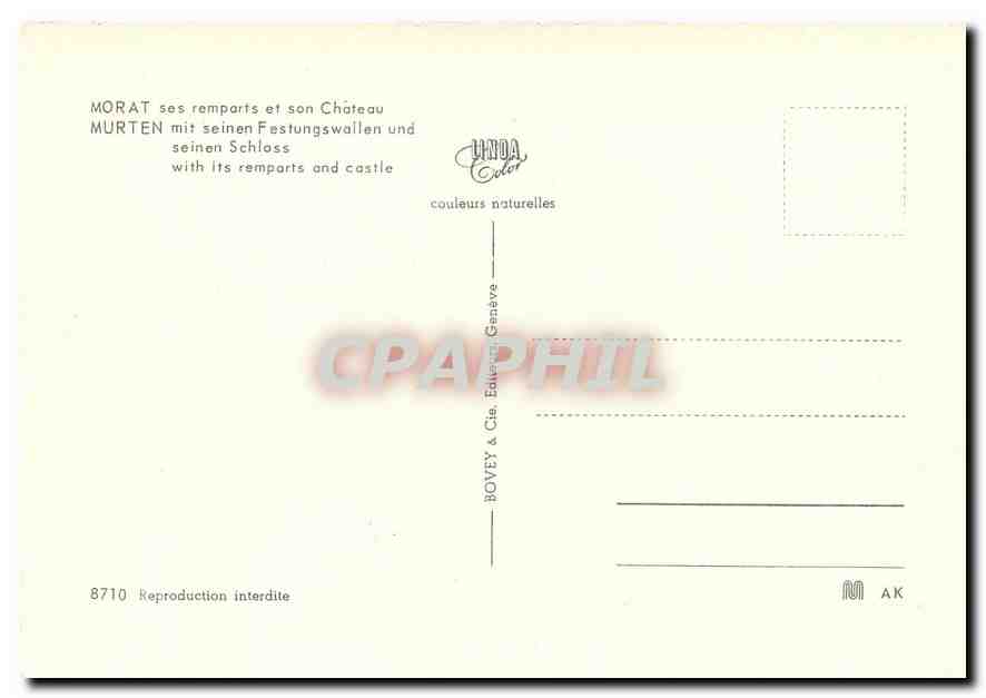 CPM Morat ses remparts et son Chateau — Verso