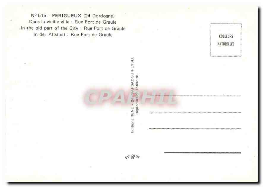 CPM Perigueux Dans la vieille ville: Rue Port de Graule — Rückseite