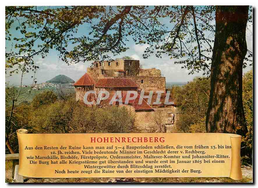 CPM Burgruine Hohenrechberg 643 m. ue. M. mit Blick zum Hohenstaufen/Schwaebische Alb