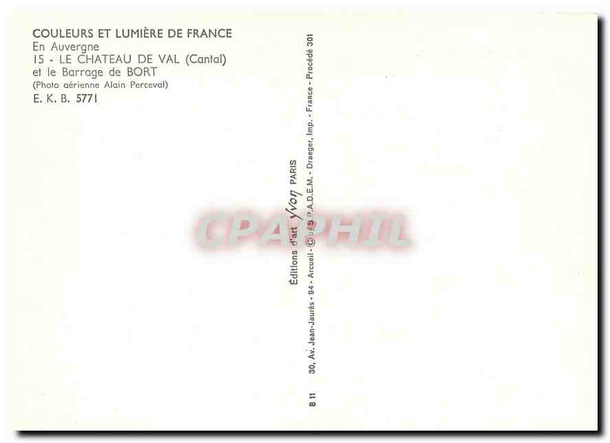 CPM Le Chateau de Val et le Barrage de Bort — Verso