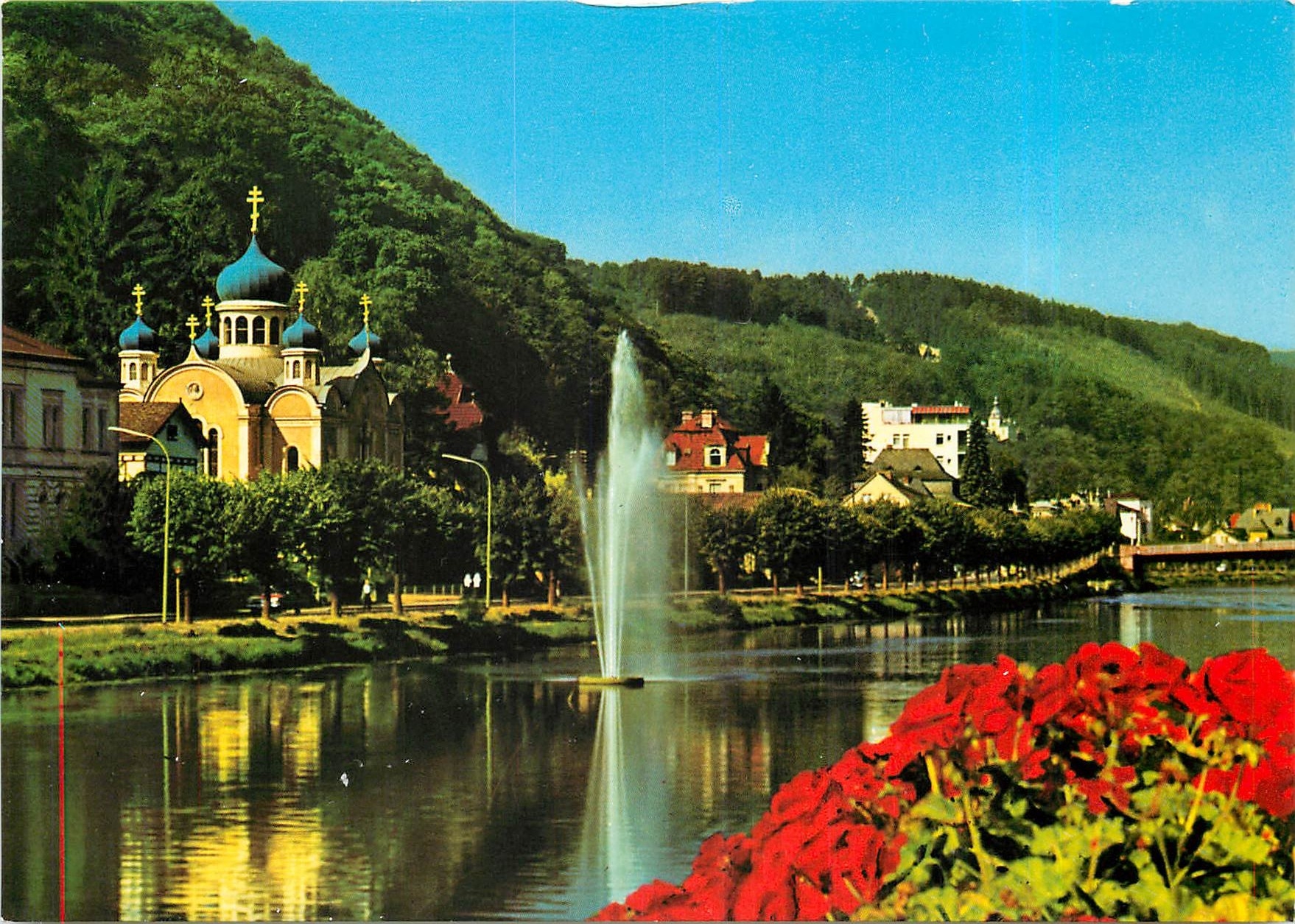 CPM Bad Ems Russ. Kirche und Fontaene auf der Lahn