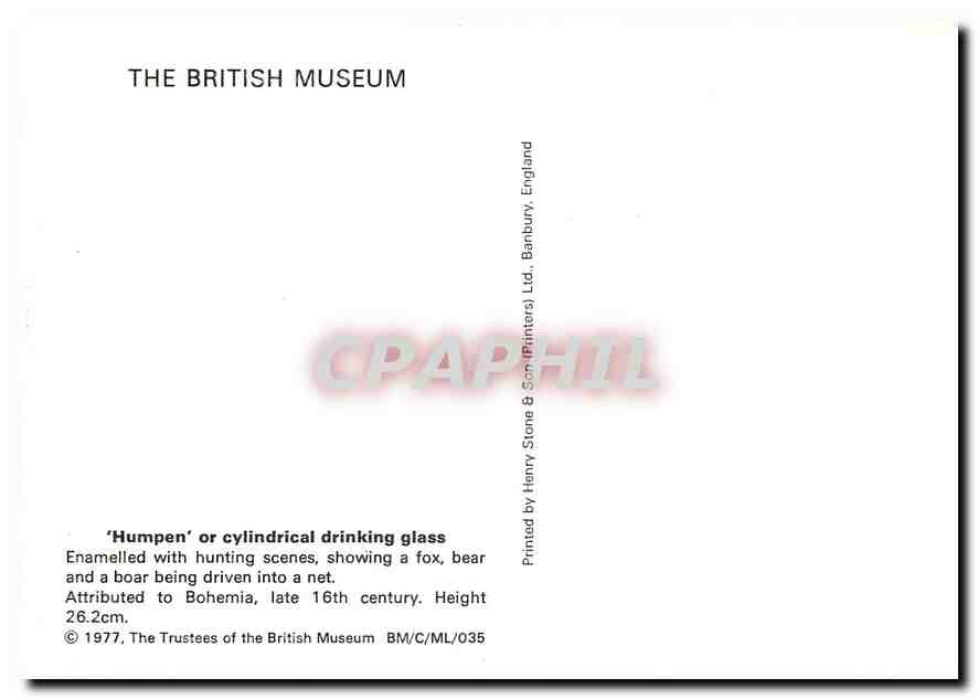 CPM The British Museum  "Humpen" or cylindrical drinkring glass — Rückseite