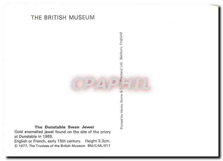 CPM The British Museum The Dunstable Swan Jewel — Rückseite