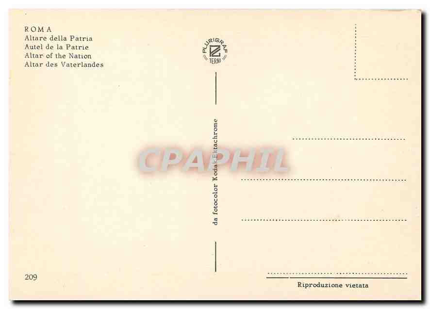 CPM Roma Altar of the Nation — Rückseite
