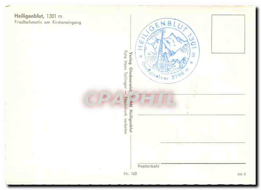 CPM Heiligenblut 1301m Friedhofsmotiv am Kircheneingang — Rückseite