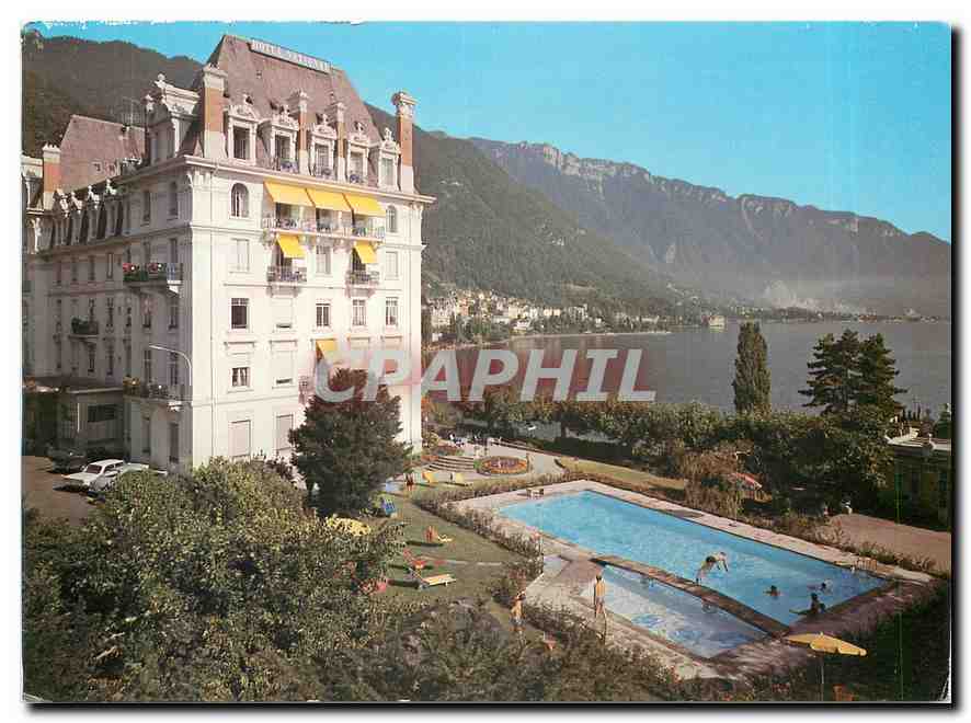 CPM Hotel National Montreux (Suisse) Vue de l'hotel et de sa piscine privee chauffee