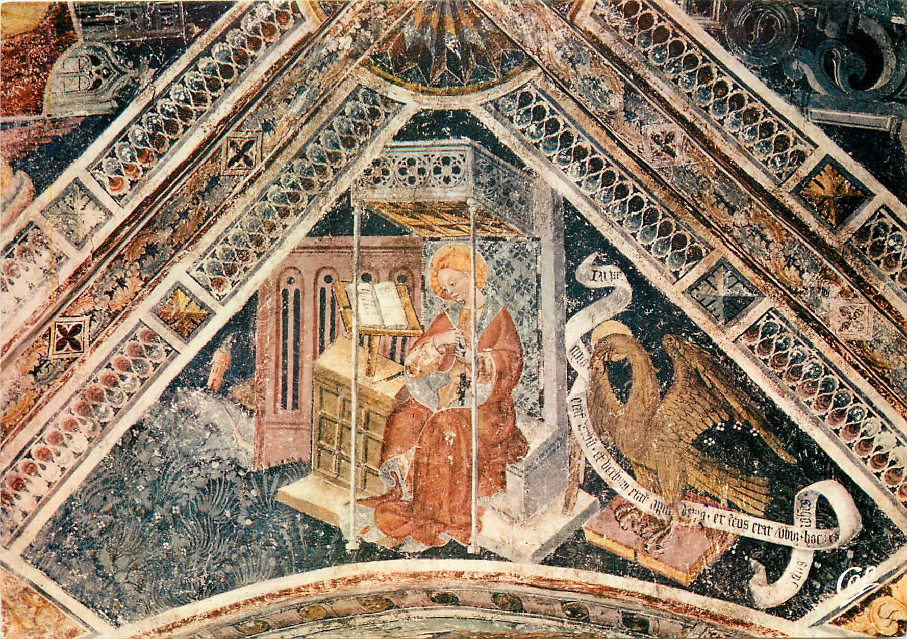 CPM La Brigue Notre-Dame des Fontaines (900m d'alt.) Un voutin du choeur de Jean Baleisoni Saint-Jea