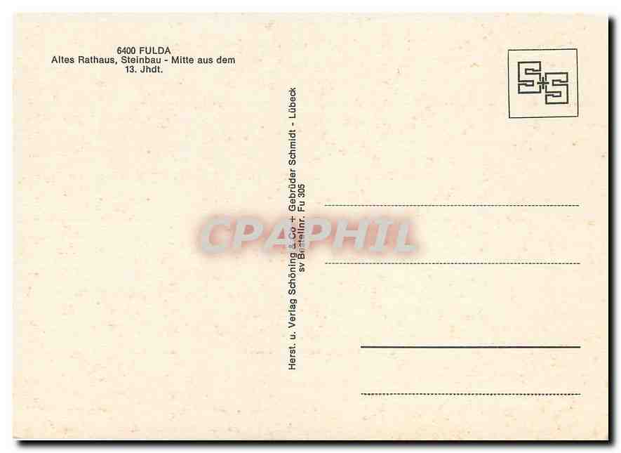 CPM Fulda Altes Rathaus Steinbau - Mitte aus dem 13. Jhdt. — Rückseite