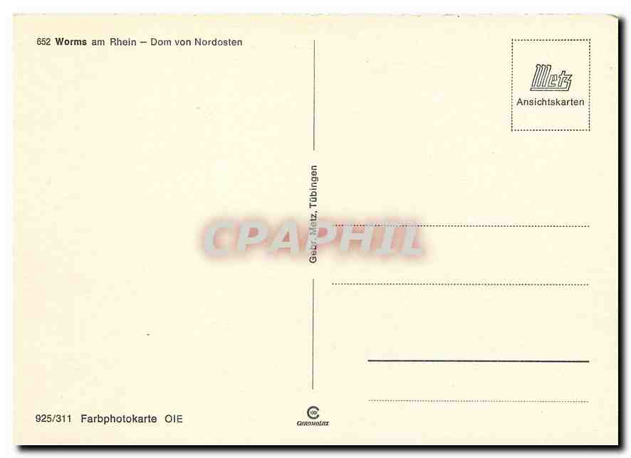 CPM Worms am Rhein - Dom von Nordosten — Rückseite