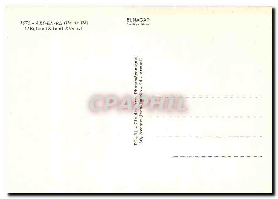 CPM Ars-en-Re L'Eglise (XIIe et XVe s.) — Rückseite