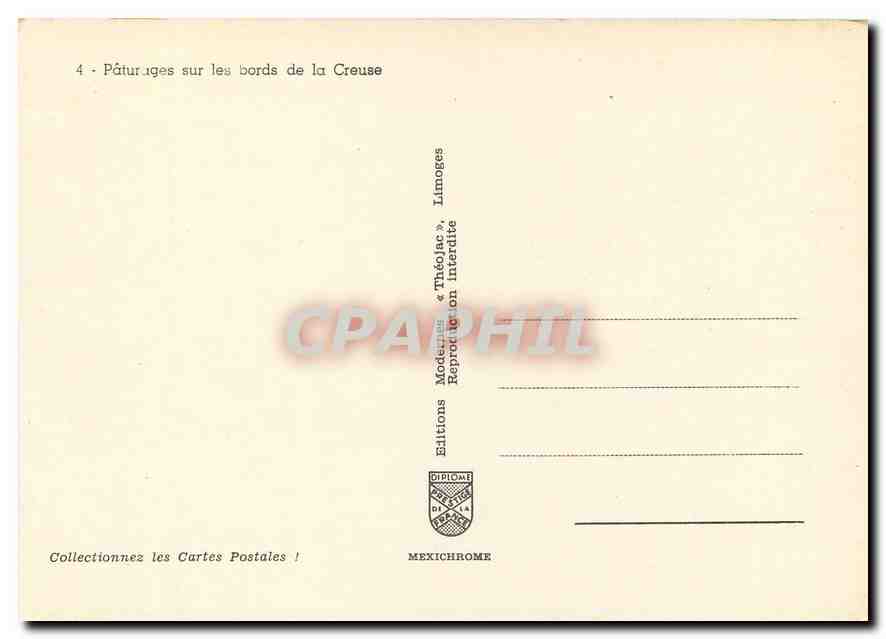 Pâturages sur les bords de la Creuse — Collection « Théoljac » — Éditions Diplôme de la Perade, Limoges — Rückseite