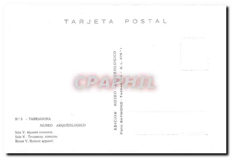 CPM Tarragona Museo Arqueologico Sale V. Trousseau romains — Rückseite