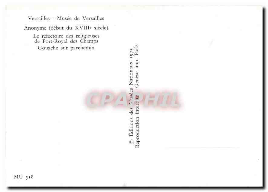 CPM Versailles - Musee de Versailles Anonyme (debut du XVIIIe siecle) Le refectoire des religieuses  — Verso