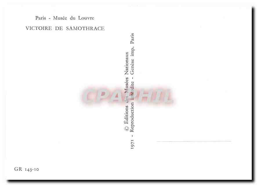 CPM Paris - Musee du Louvre Victoire de Samothrace — Rückseite