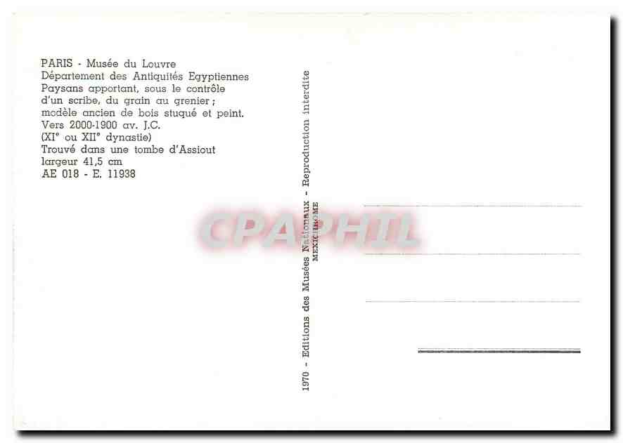 CPM Paris - Musee du Louvre Paysans apportant sous le controle d'un scribe du grain au grenier model — Rückseite