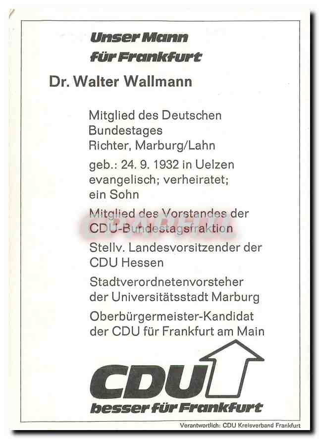 CPM Unser Mann fuer Frankfurt Dr. Walter Wallmann — Rückseite