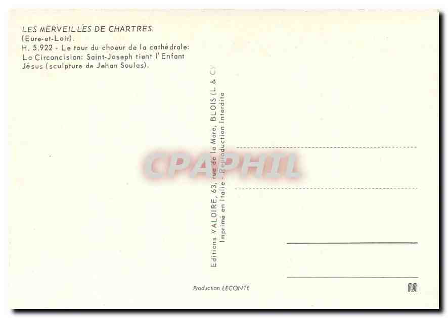 CPM Les Merveilles de Chartres Le  tour du choeur de la cathedrale: La Circoncision — Rückseite