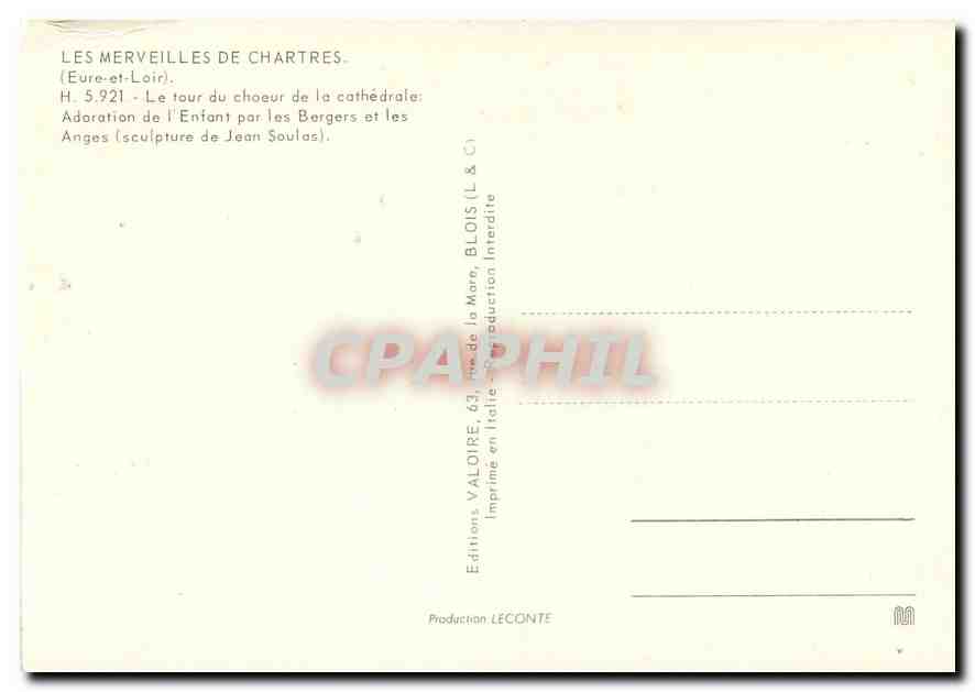 CPM Les Merveilles de Chartres Le tour du choeur de la cathedrale: Adoration de l'Enfant par les Ber — Rückseite