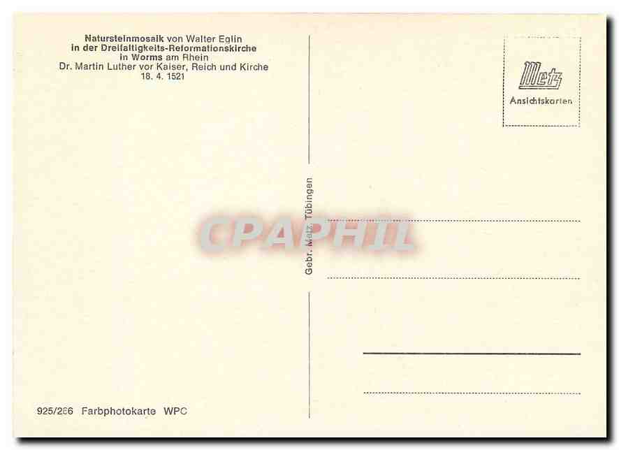 CPM Natursteinmosaik von Walter Eglin — Rückseite